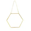 Nórdico minimalista decoração de casa forma geométrica ouro latão hexagonal casa de banho espelho de maquiagem