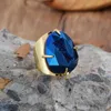 Borosa Rainbow Titanium Faceted Claw Copper Gold-Color Łzy Kształt Kształt Szampana Druzy Ring