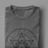 Metatrones Cubo Flor de la vida Tops T Shirt Algodón de los hombres Camiseta loca Geometría sagrada Magic Mandala Tee Fitness 210629
