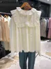 Nomikuma Korean Sweet Shirts Women Ruffle Patchwork Peter Pan Collar Long Sleeve Blouse Female Tops Blusas Mujer 3e328 210514
