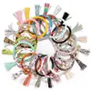 21 stilar av kreativ PU läder armband nyckelkedja runda stycke hängande kvinnors läder armband daw410