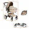 Designer Luxe Wandelwagen Babyjoy Folding Aluminium Infant Bassinet Omkeerbare Baby W / Bag Beige BB5347SA