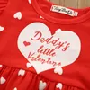 Tjejklänningar Alla hjärtans dag klänning Babyflicka Kläder Tjejer Långärmad Ruffled Heart Print Princess (Daddy's Little Valentine)