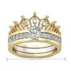 Wedding Rings Creative Detachable Crown Women Ring Set Micro-inlaid Zircon Two-piece Ladies Two-in-one Jewelry Gift #W5 Edwi22