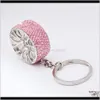 Ringar smycken droppleverans 2021 Rhinestone KeyChain Wheel Hub Rim Mode Car Keyring Repair Delle Tire Wheels Key Chain Ring KeyFob Gift 21pmgh