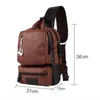 Rucksack Vintage PU Leder Männer Brust Backbag Casual Fashion Männliche Messenger -Taschen Ruck Pack Crossbody kleine Schlinge Single Schulter B3233339