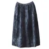 Summer Arts Style Women Elastic Waist Loose Long Skirt 3d Flower Vintage A-line all-matched Casual linum s S299 210512