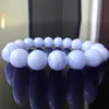 MG1130 Bracelet de perles de calcédoine d'agate de dentelle bleue véritable de haute qualité de 12 MM pour hommes ou femmes meilleur cadeau pour lui