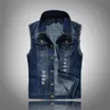 Gilet da uomo di alta qualità in cotone Gilet casual in cotone Gilet senza maniche Gilet anni '80 Giubbotto da cowboy strappato da uomo