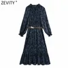 Women Vintage Leopard Print Sashes Midi Dress Femme Long Sleeve Pleats Ruffles Casual A Line Vestido Chic Cloth D4857 210420