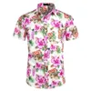Mens Shirts Summer Floral Print Beach Hawaiian Shirt Men Casual Short Sleeve Hawaii Shirt Camisa Hawaiana Hombre Men Clothes XXL 210524