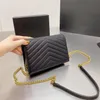 2021 bolsos de sobre de cuero de caviar bolsos de hombro de diseñador plata oro negro cadena mujeres bolso bandolera de alta calidad bolsos grandes con caja