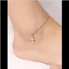 Anklets Drop Delivery 2021 Fashion Jewelry Simple Stlye Cross Pendant Gold And Sie Plated Metal Chain For Women Foot Anklet Gift P5Nwe