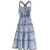 [DEAT] strapless sleeveless strap fashion wash blue denim medium length mall goth sexy dress for women party summer 210527