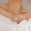 Cubic Zircon Butterfly Pendant&necklaces for Women Delicate Jewelry 14K Gold Plated Chain Choker Necklaces