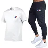 Designer 2021New BMW M Hommes Survêtement d'été Loisirs Ensembles T-Shirt + Pantalon Deux Pièces Mode décontractée Homme Sportswear Gym Marque Vêtements Survêtement