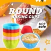 Silikonkaka Cup Round Shaped Muffin Cupcake Bakning Mögel Hem Kök Matlagning Tillbehör Tårta Dekorera Verktyg