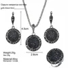 Pendant Necklaces Nice Stylish Vintage Black Round Macadam Resin Necklace Alloy Set For Women