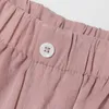 Mode le pantalon large rose brillant femmes pantalon taille haute élastique femme plage d'été palazzo lâche 210430