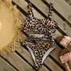 Stampa leopardo Sexy One Piece Swimsuit Women Bandage Swimwear Swing Up Monokini Bareding Abita Beach Wear Suit Abiti di nuoto8932288