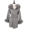 Women's Fur & Faux Winter Jacket Women Natural Collar Cashmere Wool Blends Outerwear Streetwear Oversize2022 Real Coat