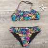 Dziewczyny Pływać dwuczęściowe garnitury Bikinis Drukuj z kwiatem Bikini Set Swimsuit Dzieci Swimweear Kids Suit Suit Beachwear