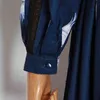 TWOTWINSTYLE vestido de encaje de retazos estampado para mujer cuello redondo manga larga cintura alta Hit Color vestidos elegantes estilo femenino 210517
