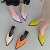 New Designer Women Slippers Slip on Slide Kitten Heel Shoes Women Brand Pleated Mules Elegant Ladies Shoes Outdoor Slipper Mujer Y1120