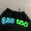 Young Thug SP5DER 55555 PANTS 여자 남자 화염 편지 아이스 실크 프린트 스웨트 팬츠 패션 트렌드 느슨한 끈적 인 캐주얼 남자의 251p