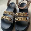 Sandales femmes mode tongs chaussures plate-forme Lottie chaîne détail semelle épaisse décontracté gladiateur boucle