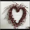 Dekoracyjne kwiaty wieńce świąteczne imprezowe zaopatrzenie domu ogrodniczemulacja jagoda Duży w kształcie serca Garland Rattan wieniec Walentynki Ściana