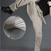 Men's Spring Cargo Pants Quick Dry Thin Tactical Multi Pocket Elastic Waist Military Trousers Autumn Male Casual Slim Fit 210715