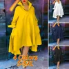 Robe ample femmes élégantes bohème Robe d'été revers cou 2021 VONDA Vestidos Robe Femme Y0823