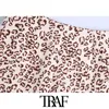 TRAF Women Chic Fashion Animal Print Side Pockets Shorts Vintage High Waist Back Zipper Female Short Pants Mujer 210415