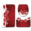 Joyeux noël Elk Santa salle de bain imperméable rideau de douche piédestal tapis couvercle tapis toilette couverture tapis de bain ensemble