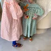 Girl's Dresses 7526 Kids For Girls 2021 Summer Korean Girl Clothes Retro Leaf Bubble Sleeve Baby Party Dress 1-9T