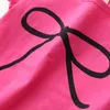 夏の女性の子供の赤ちゃん子供のトップ服の服基本的な純粋な色のフライ半袖弓印刷Tシャツの女の子子供210701