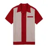 Décontracté hommes chemises habillées à manches courtes Camiseta rétro Hombre Bowling chemise boutonnée Patchwork hommes chemises coupe régulière 210527