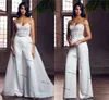 Sweetheart Koronki Plamy Wedding Kombinezon z Usuń pociągiem 2021 Vestido De Noiva Backless Beach Garden S Gown Pant Suit