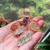 Cluster Rings Reiki Healing Stone Cuff Open Adjustable Ring Natural Fluorite Crystal Clear Quartz Citrines Amethysts For Women Wed210D