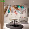 Sfondi Modern Simple Fashion Colorful Feather Textured Art Retro TV Sfondo Muro 3D Astratto Soggiorno Camera da letto Carta da parati