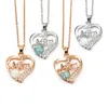 Fashion Letter "MOM" Heart-Shaped Artificial Opal Pendant Necklace Mother's Day Birthday Gift High Quality Jewelry Wholesale