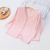 Cardigan per ragazze con scollo a V in modale per bambini Primavera / Estate Giacca per bambini con protezione solare antizanzare a maniche lunghe per ragazzi e ragazze P4505 210622