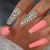 Valse nagels 24 stks extra lange hele diamant kist ballerina nail art full cover feest charmante groothandelsset prud22