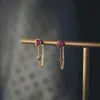 Dangle ljuskrona original ovala rubin design känsla kedja örhängen unik hantverk retro elegans ljus lyx charm kvinnors silver jud