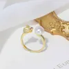 Fashion cute rabbit dign 14K gold plated 7-8mm button pearl ring with cheap price