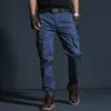 Men's Cargo Pants Fashion Casual Camouflage Many Pocket Stretch Work Joggers Slim Leg Trousers Male Camo Pant Black Streetwear 210518