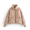 Drawstring Waist Fastening with Pocket Woman Jacket Coat Stand Collor Fashion Winter Coat Women Warm Padded Cotton Parkas 210415