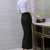 Faldas Mujer Moda Sexy Side Smit Черный карандаш юбка 3XL 4XL 5XL плюс размер женщины юбка элегантная высокая талия юбка женщин A572 210426