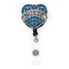 10 Pcs/Lot Wholesale Key Rings Crystal Rhinestone Heart Shape Nurse Name Card Badges Holders For Accessories